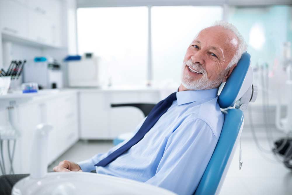 a dental patient smiling after his dental treatment with sedation